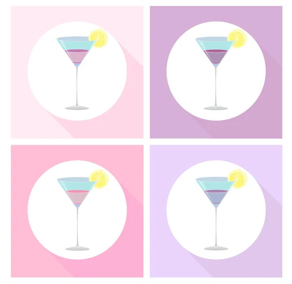 Conjunto Cocktails Conjunto Ícones Bebidas — Vetor de Stock