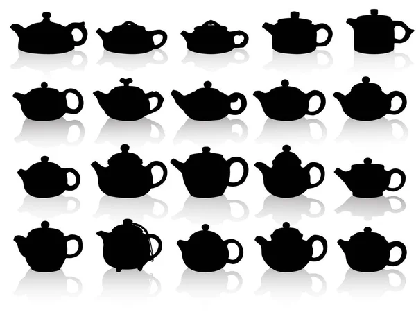 Set Silhouette Teapots Abstract Design Logo Logotype Art Vector — Stock Vector