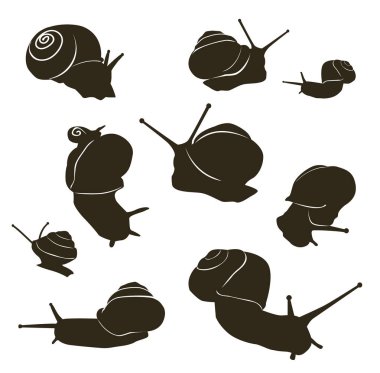 Salyangoz siluetleri vektör ayarla.