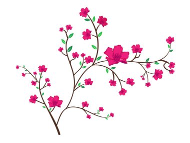 Pembe çiçekli vektör şube. 
