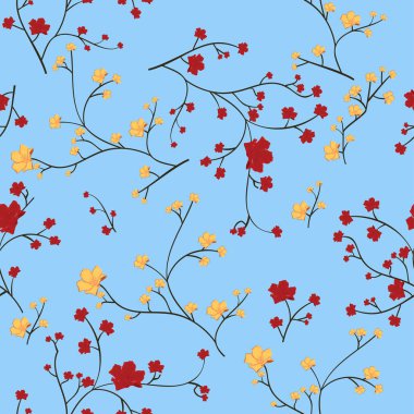 Güzel çiçekler ile sorunsuz çiçek desenli. Vektör arka plan çiçekli. 