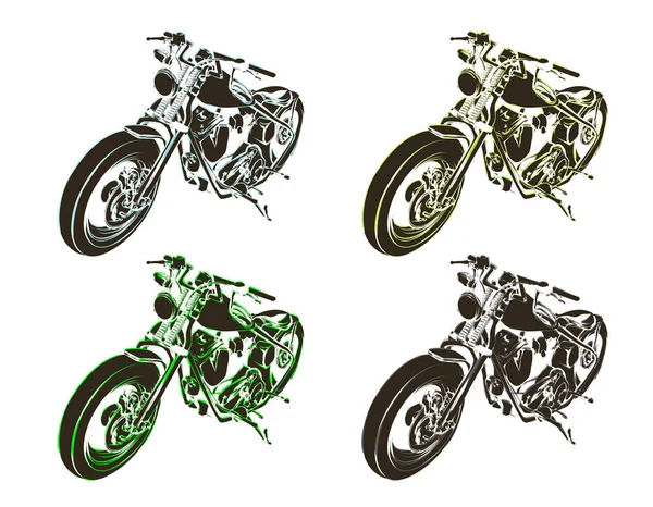 Dibujo Abstracto Conjunto Motocicletas Ilustración Vectorial — Archivo Imágenes Vectoriales