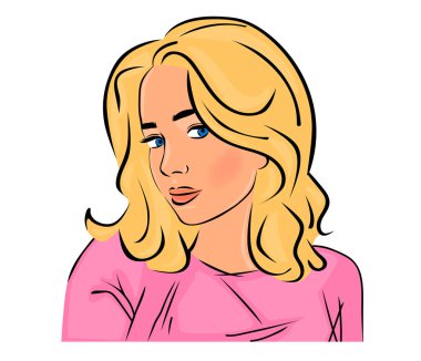 Bir sarışın mavi gözlü vektör çizimi.