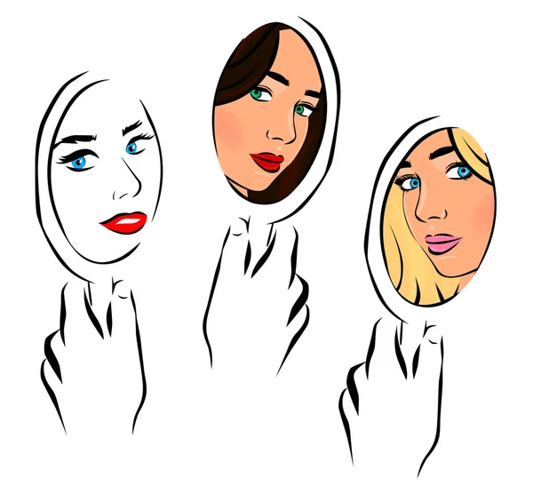 El bir ayna tutar. Aynada yansıması.