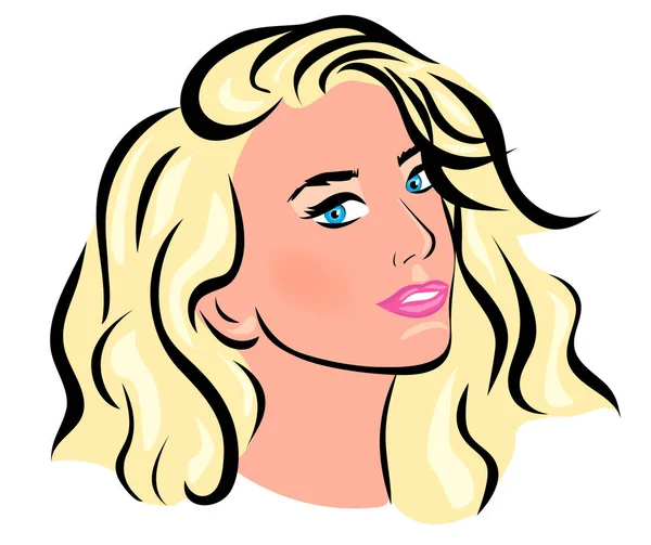 Boceto Color Rubia Con Ojos Azules — Vector de stock