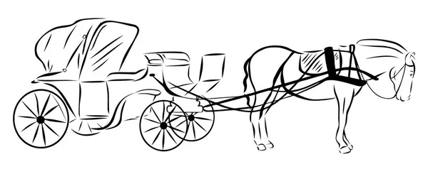 Vector Sketch Horse Carriage — Stock Vector