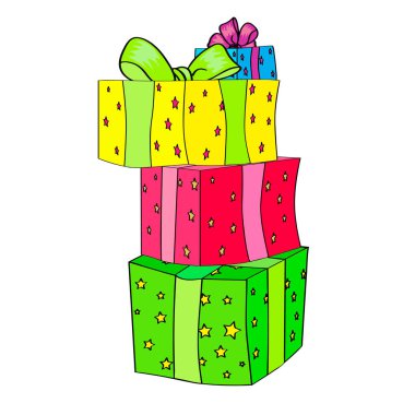 Hediye kutuları, beyaz izole hediye. 