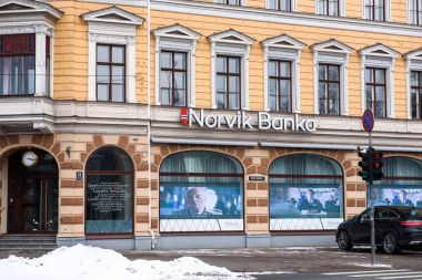 20.02.2018. Riga, Letonya. Norvik banka, ana müşteri servis büro.