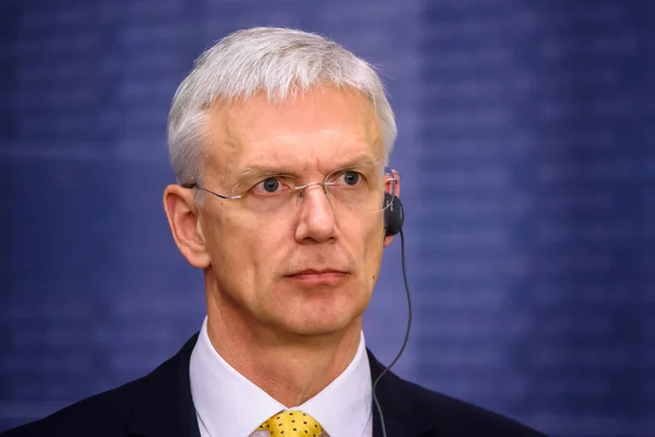 Riga Latvia Noviembre 2019 Krisjanis Karins Primer Ministro Letonia Durante — Foto de Stock