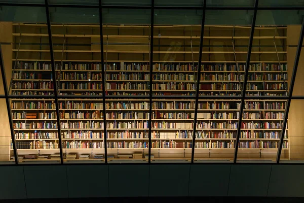 Riga Latvia Diciembre 2018 Enorme Estantería Moderna Biblioteca Nacional Letonia —  Fotos de Stock