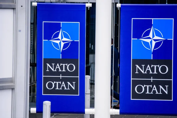 2018 Brussel België Logo Van Nato Tijdens Officiële Openingsceremonie Van — Stockfoto