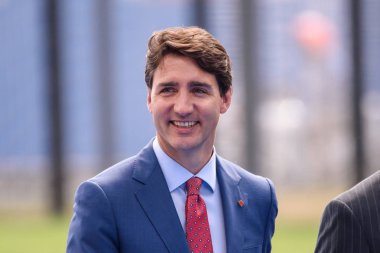 11.07.2018. Brüksel, Belçika. Kanada Başbakanı Justin Trudeau, 2018 Nato Zirvesine Ulaşan Dünya liderleri sırasında (Kuzey Atlantik Antlaşma Örgütü)).