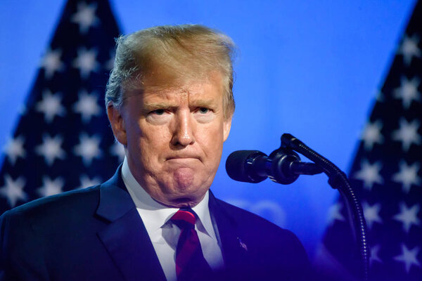 12.07.2018. BRUSSELS, BELGIUM.  Press conference of Donald Trump, President of United States of America, during NATO (North Atlantic Treaty Organization) SUMMIT 2018.