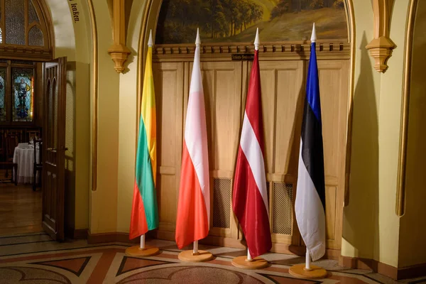 Riga Latvia 6Th December 2019 Flags Baltic States Poland Meeting — Stock Photo, Image