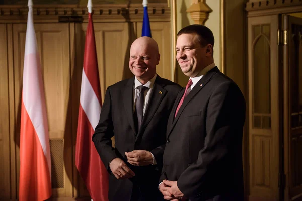 Riga Lettland Dezember 2019 Saulius Skvernelis Premierminister Von Litauen Und — Stockfoto