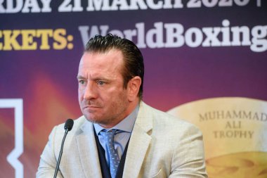 Riga, Letonya. 22 Ocak 2020. Kalle Sauerland, Dünya Boks Süper Serisi Baş Boks Subayı. Mairis Rüşvet ve Yuniel Dorticos 'un Dünya Boks Süper Serisi' nde Ibf unvanı için yapacağı maçtan önce basın toplantısı..