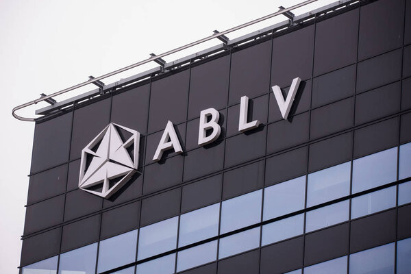 RIGA, LATVIA. 28th January 2020. Logo of ABLV Bank on bank's building.