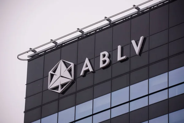 Riga Latvia Enero 2020 Logotipo Ablv Bank Edificio Del Banco — Foto de Stock