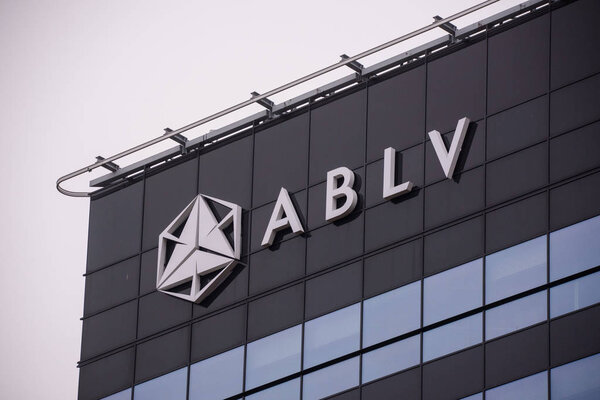 RIGA, LATVIA. 28th January 2020. Logo of ABLV Bank on bank's building.