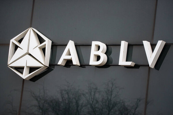 RIGA, LATVIA. 28th January 2020. Logo of ABLV Bank on bank's building.