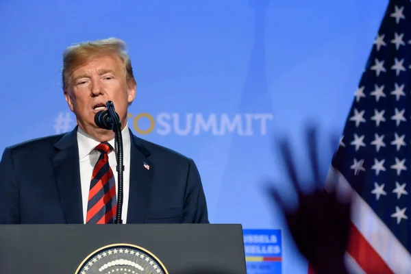 2018 Brussels Belgium Konferensi Pers Donald Trump Presiden Amerika Serikat — Stok Foto