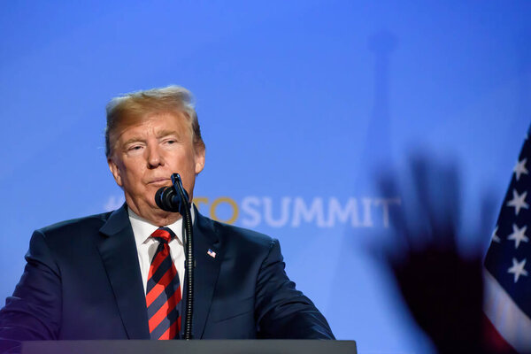 12.07.2018. BRUSSELS, BELGIUM. Press conference of Donald Trump, President of United States of America, during NATO (North Atlantic Treaty Organization) SUMMIT 2018