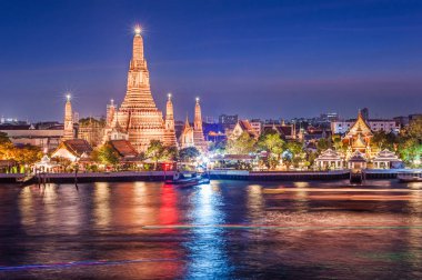 WAT Arun gece görünümü Tapınağı Bangkok, Tayland