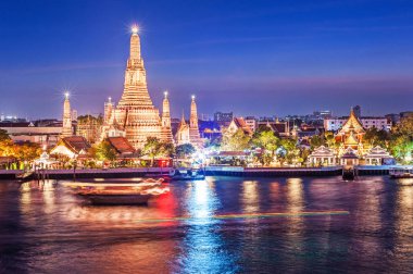 WAT Arun gece görünümü Tapınağı Bangkok, Tayland