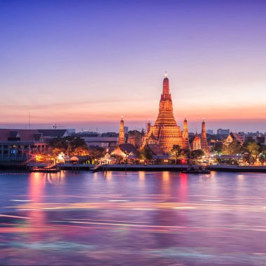 WAT Arun gece görünümü Tapınağı Bangkok, Tayland