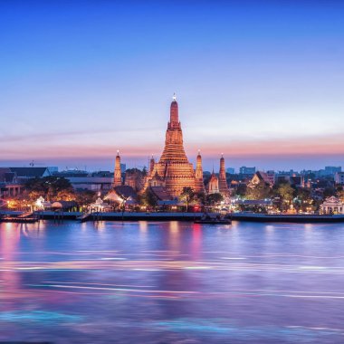 WAT Arun gece görünümü Tapınağı Bangkok, Tayland