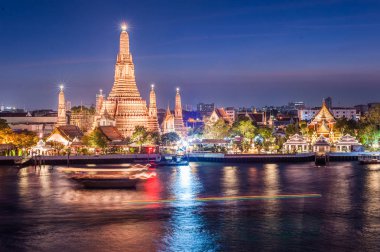 WAT Arun gece görünümü Tapınağı Bangkok, Tayland