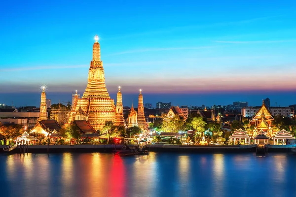 WAT Arun gece görünümü Tapınağı Bangkok, Tayland