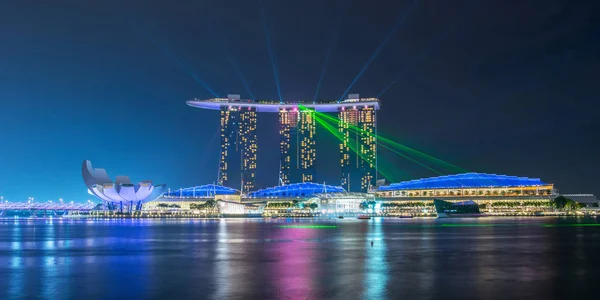 SINGAPORE -May 9: Wonderful laser show at the Marina Bay waterfr