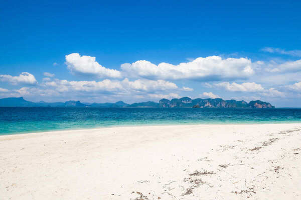 Asia. Po-da Island in Thailand- blue sky and with silky soft whi