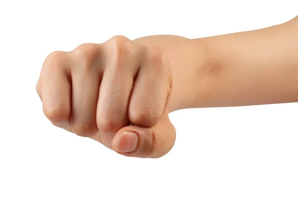 Рука жінки ізольована на білому тлі з відсічним контуром — стокове фото