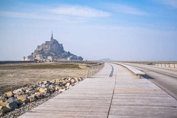 The walk way to Mont saint michel in France