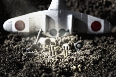 Oyuncak uçak düştü sahne simülasyonu.