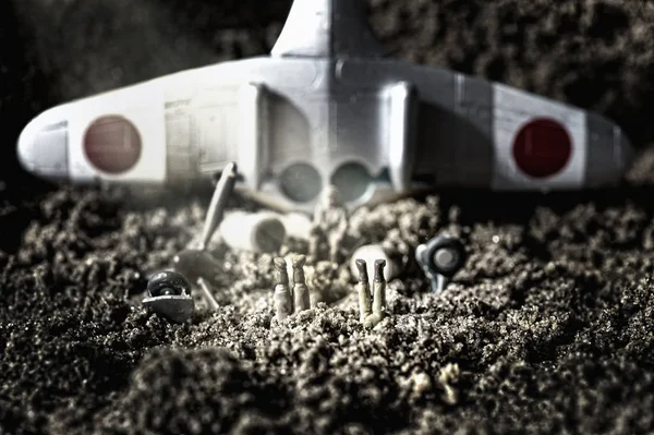 Oyuncak uçak düştü sahne simülasyonu.