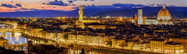 Gün batarken Duomo Panorama görünüm Floransa'da Piaz günbatımı