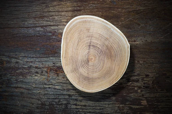 Wood dish on wood background. Top view — Stock Photo, Image