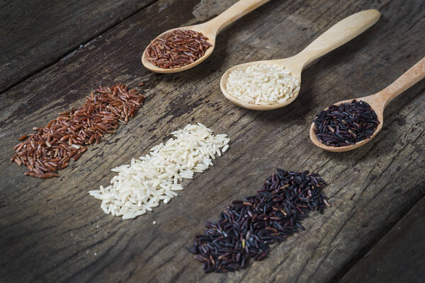 Rice seed,brown rice, keep healthy concept, brown background