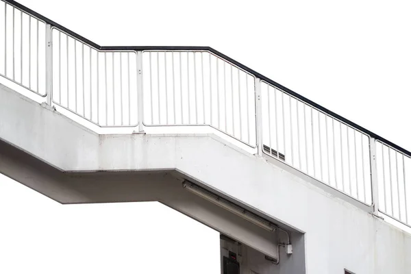 Escadaria corrimão de aço inoxidável isolado no branco, com clippin — Fotografia de Stock