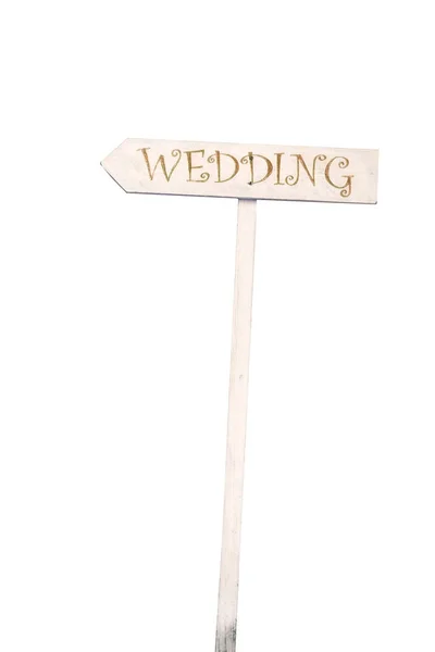 Placa de madeira com a palavra "casamento" no isolado branco — Fotografia de Stock