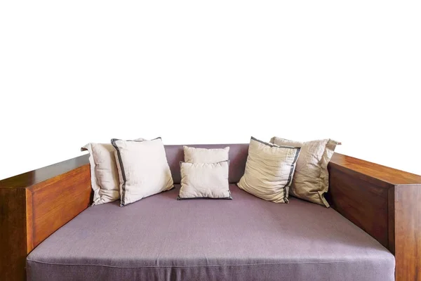 Кожаный диван на белой спинке — стоковое фото