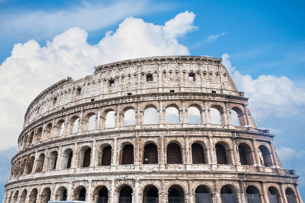 Colosseum in Rome, Italy in the big cloud