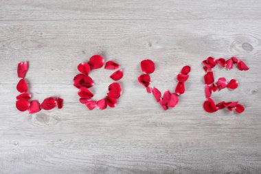 Mutlu Sevgililer günü kavramı kırmızı gül yaprağı aşk Word ile 