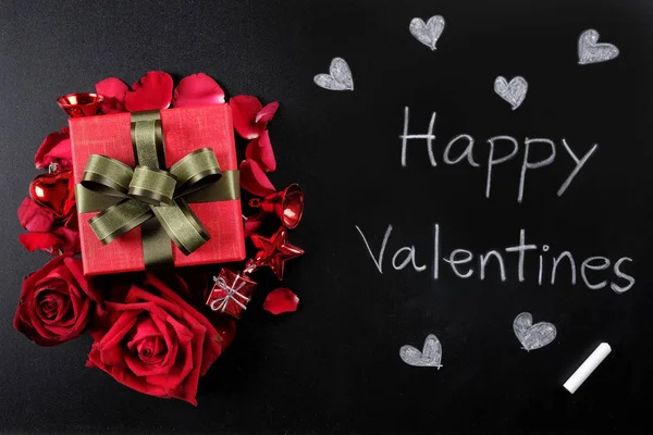 Happy Valentine's Day Concept with red roses, gift boxes and spa — Stock Photo, Image