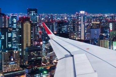 Japonya Cityscape görünümü uçak penceresinden
