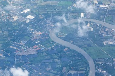 Nehir Tayland uçak Üstten Görünüm.