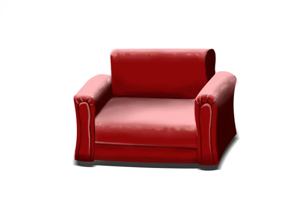 Digitalpainting red sofa on white background — Stock Photo, Image